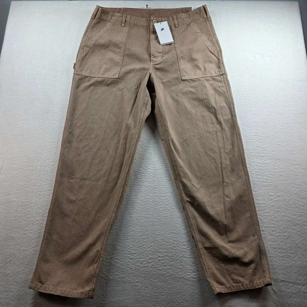 Nike Life Mens Herringbone Carpenter Pants Oxen Brown HJ0645-227 Size 36 NWT‎